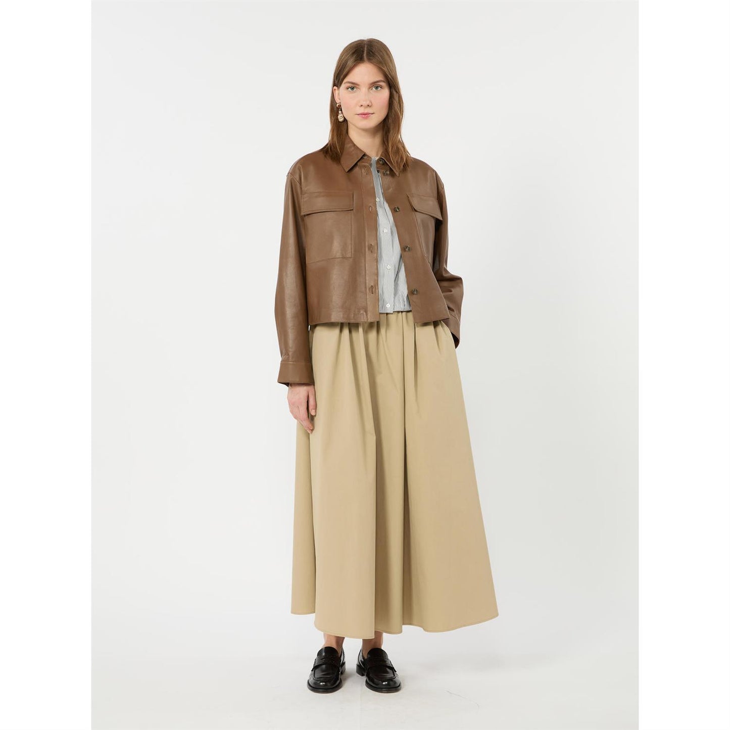 Max Mara Aguzze skjørt i bomullsgabardin Beige