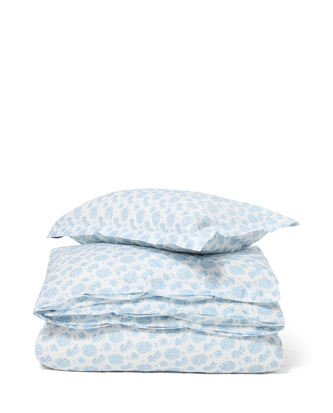 Blomsterprintet sengesett i bomullssateng Blå/hvit 140x220cm