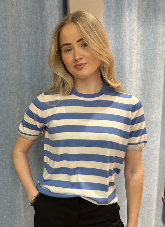 T-shirt striper Lyseblå
