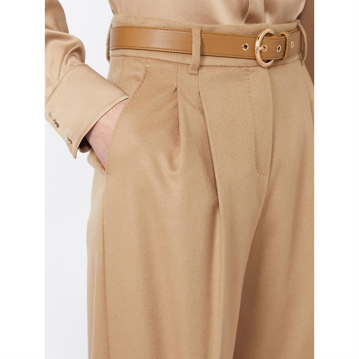 Max Mara Paride Flagrende bukser i ren ull Camel - ZhosLaila