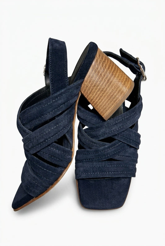 Sandal med hel Navy
