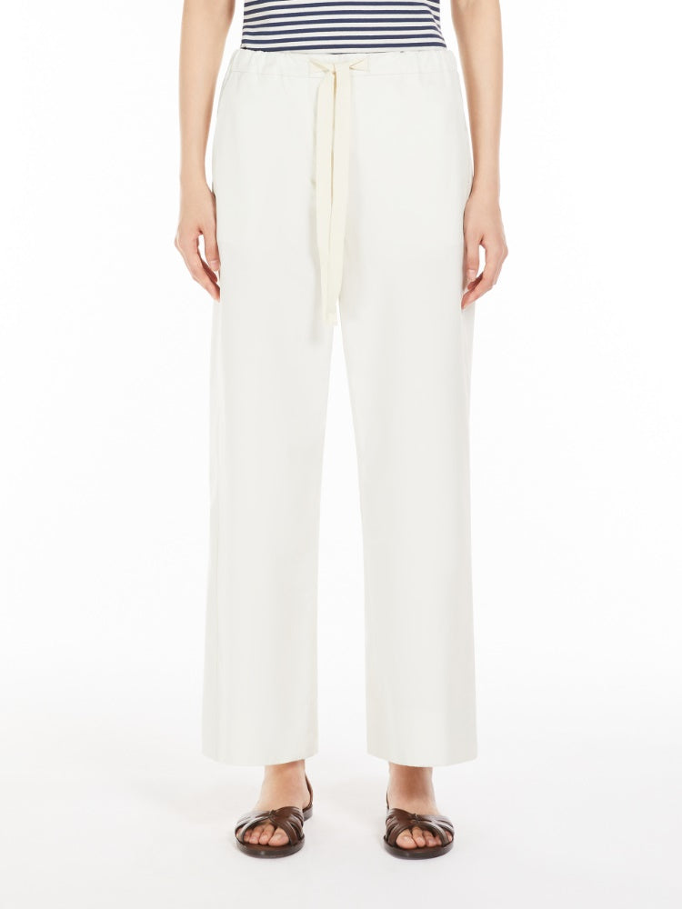 Max Mara Argento Poplin bukse med snøring Off-White