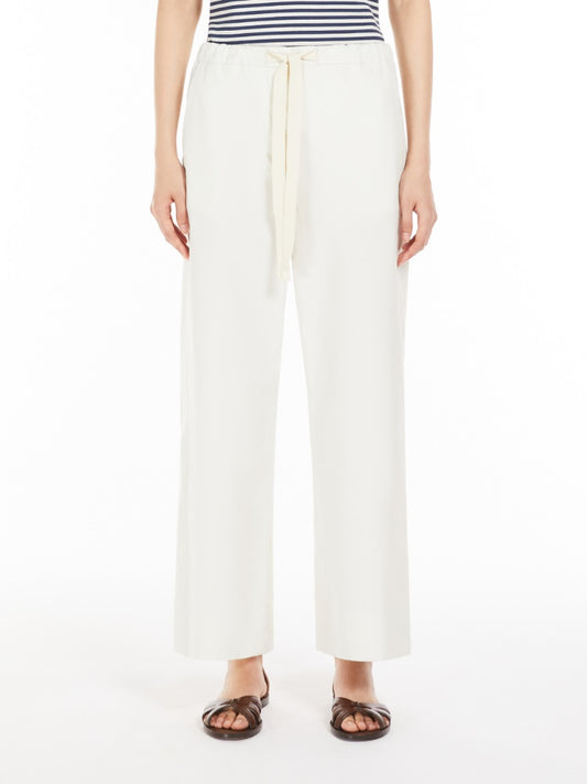 Max Mara Argento Poplin bukse med snøring Off-White