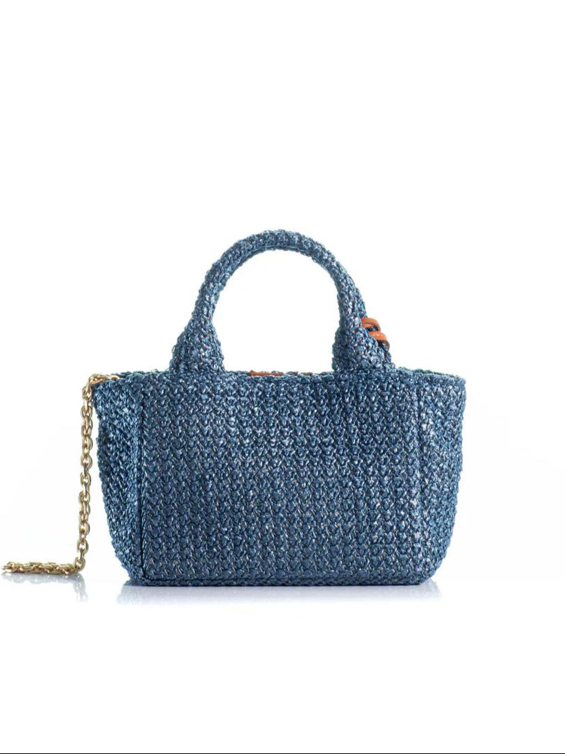 Kooreloo Mini Charming Tote Raffia Blå