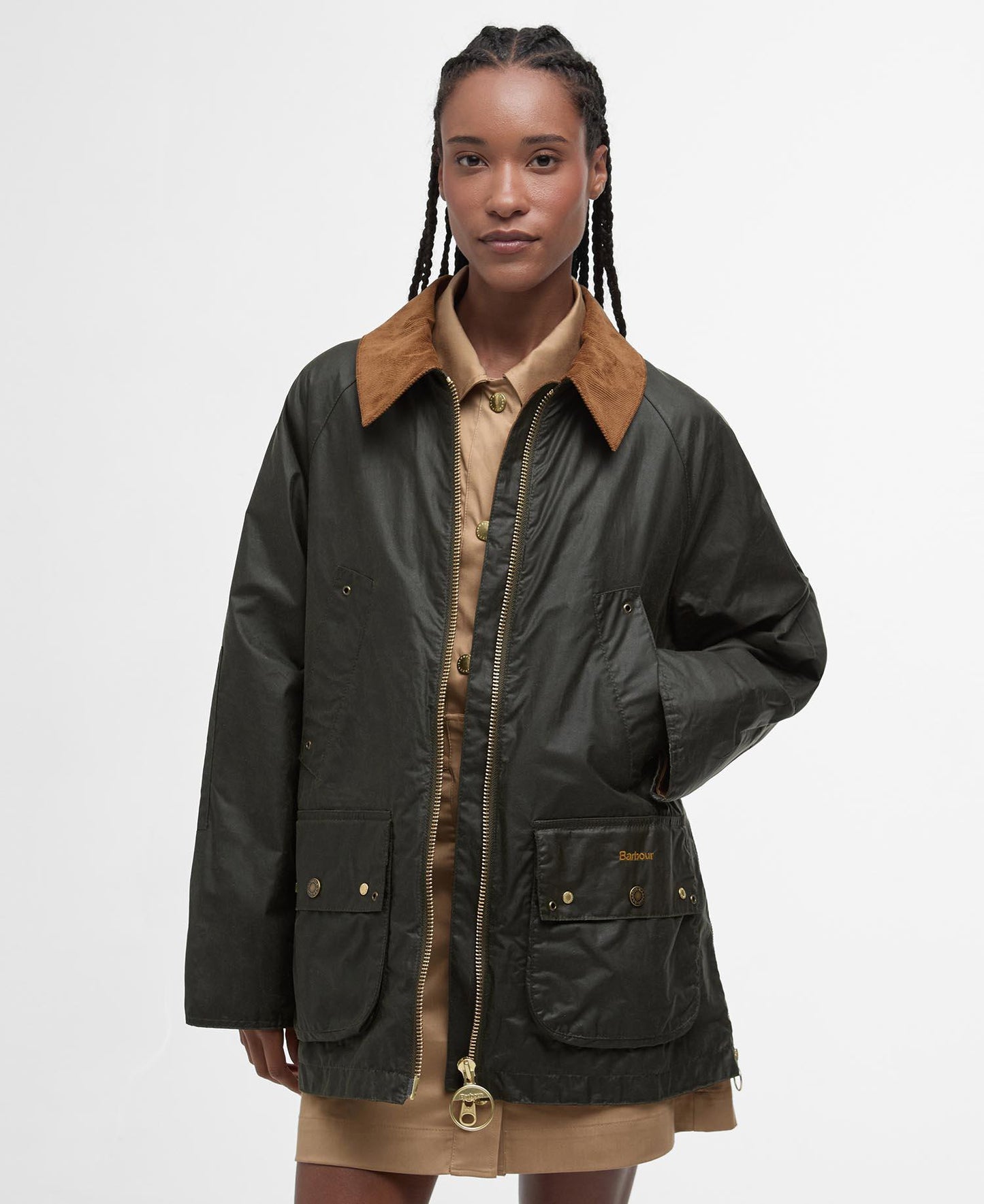 Barbour Raelynn vokset jakke Oliven - ZhosLaila