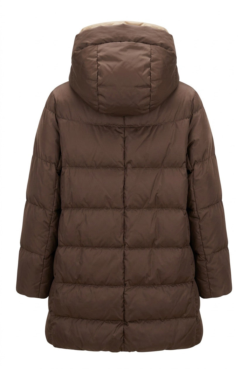 Herno Woven Half Coat Mørkebrun