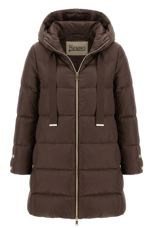 Herno Woven Half Coat Mørkebrun