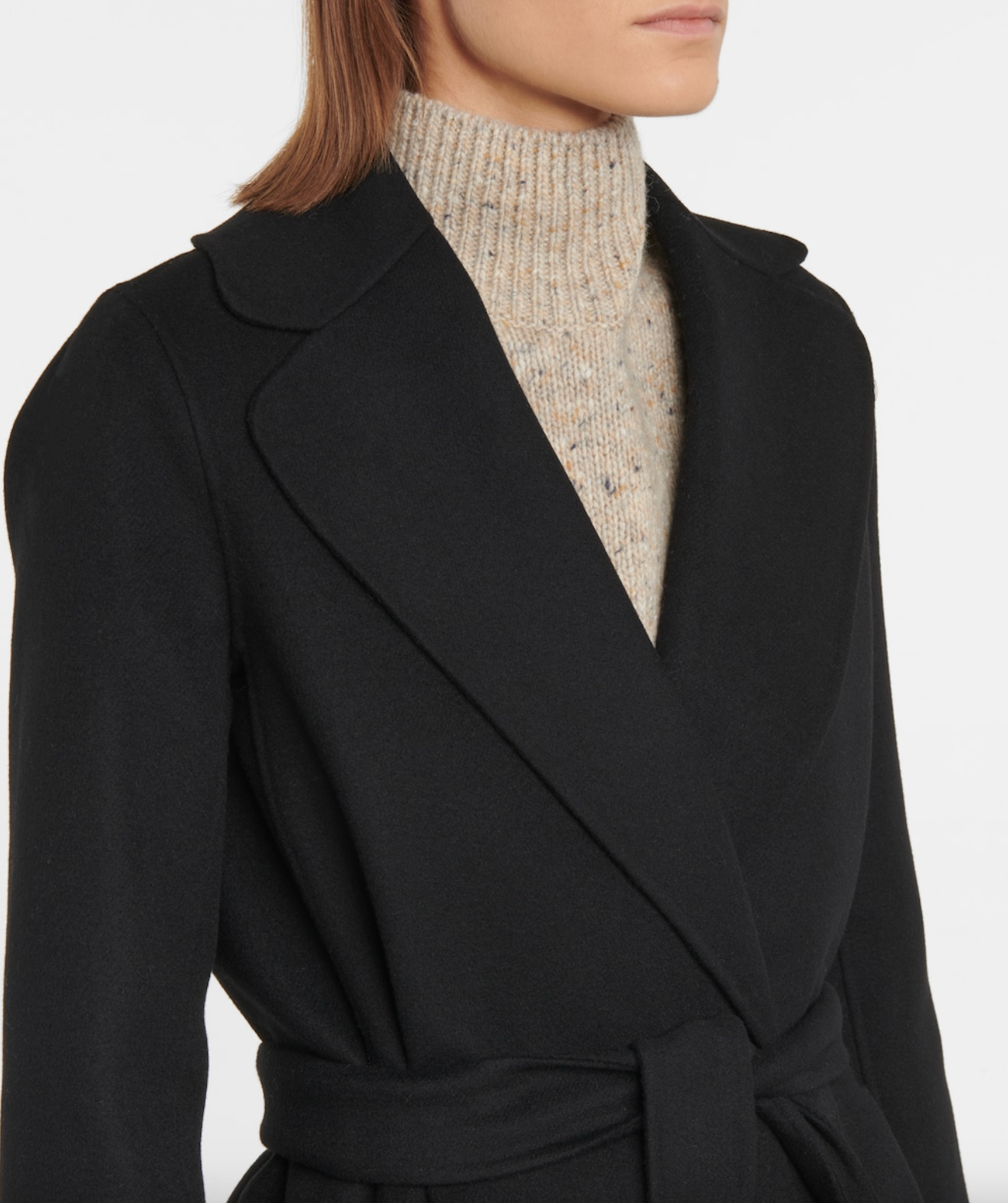 Max Mara Paola Kåpe i ull og kasjmir med belte Sort