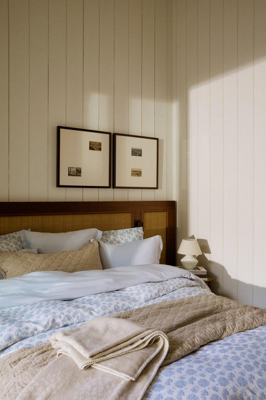 Rutete økologisk bomull seersucker pysjamassett Gul/hvit