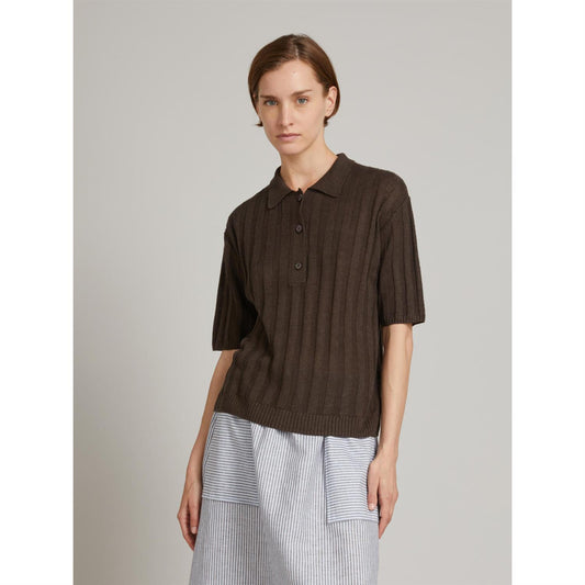 Max Mara Rivetto T-shirt lin Mørkebrun