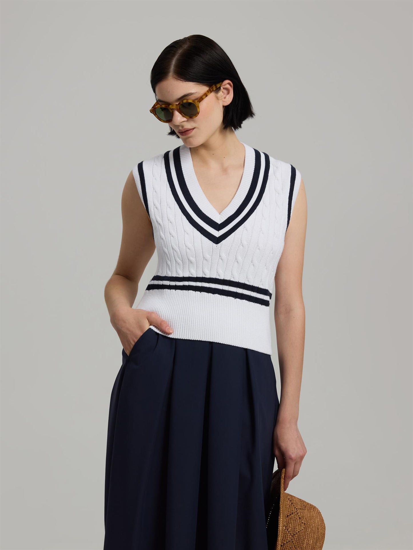 Andiata Cey Strikket Vest Brilliant Hvit