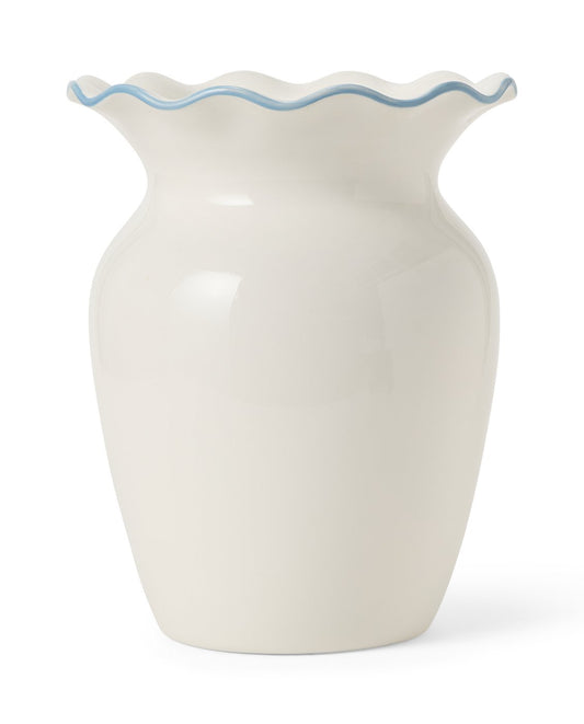 Lexington Home Steintøy bølget vase Hvit/blå H25cm