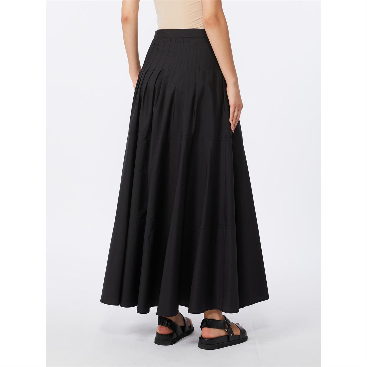 Max Mara Mstopera Langt skjørt i bomullspoplin Sort