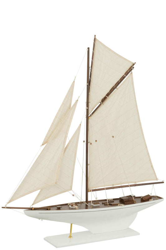 J-Line Seilbåt i tre Hvit H:95cm