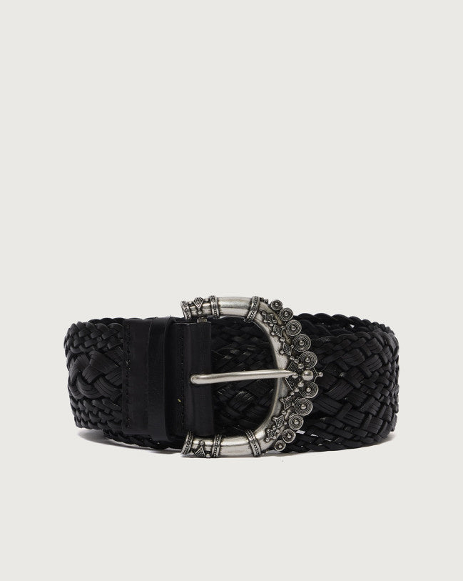 Orciani Micro Lines maskulin lærbelte 3,5 cm Sort