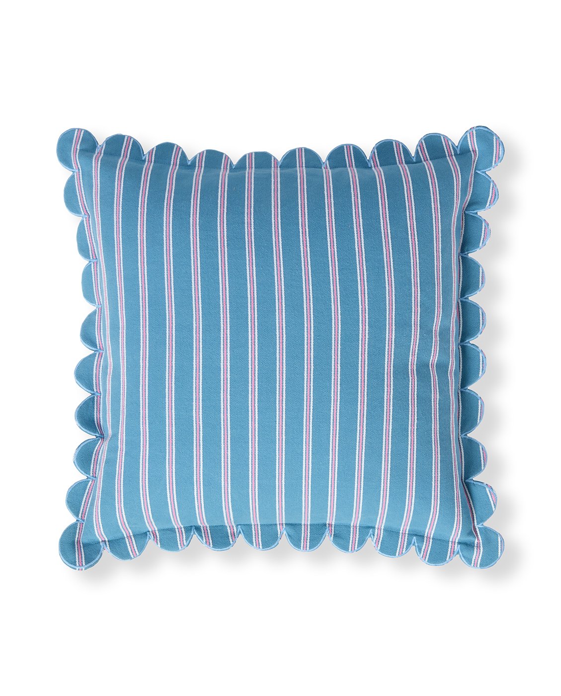 Lexington Home Stripet putetrekk i organisk bomull med muslingkant Blå 50X50cm