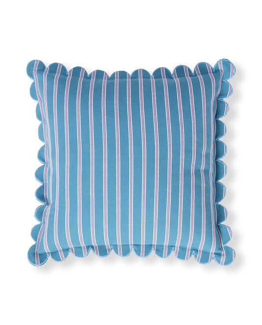 Lexington Home Stripet putetrekk i organisk bomull med muslingkant Blå 50X50cm