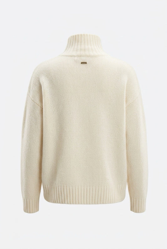 Barbour Woodhouse genser i kashmirblanding med trakthals Off-White