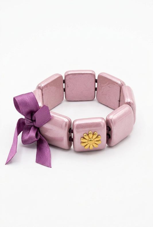 Armbånd med 7 stener kvadrat lilla