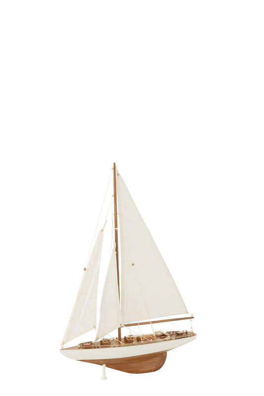 J-Line Seilbåt Tre Hvit H:59cm