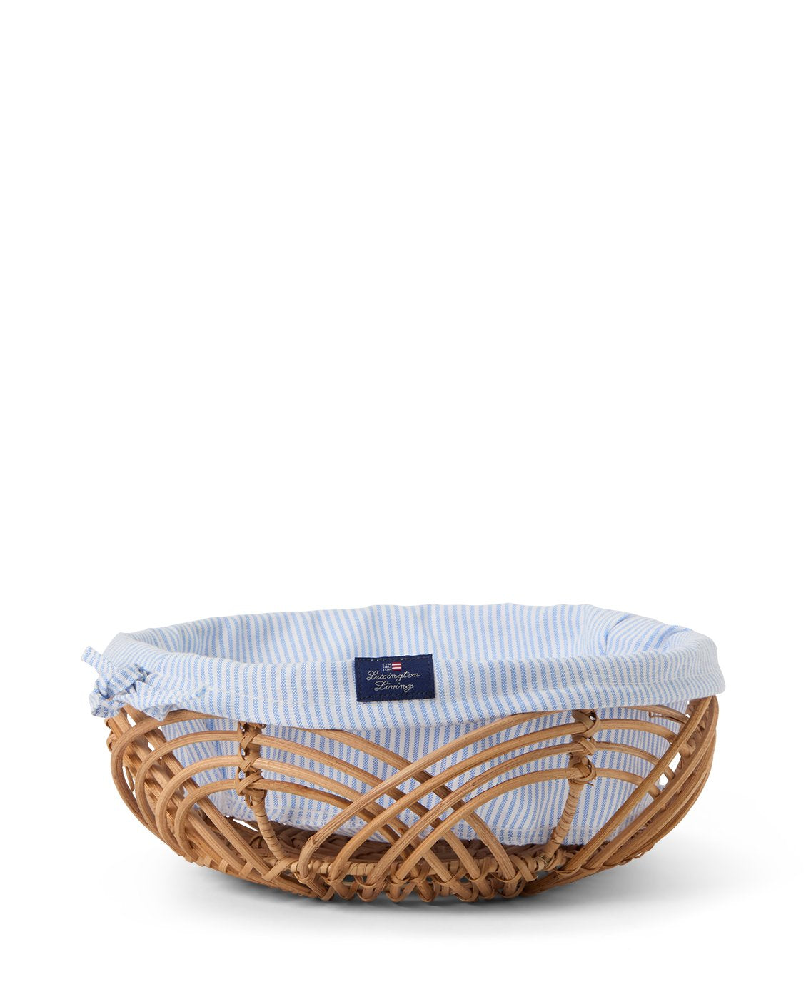 Lexington Home Bølgete rattankurv med fôr Blå/hvit