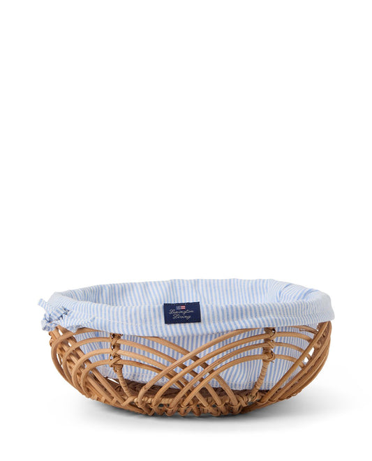 Lexington Home Bølgete rattankurv med fôr Blå/hvit