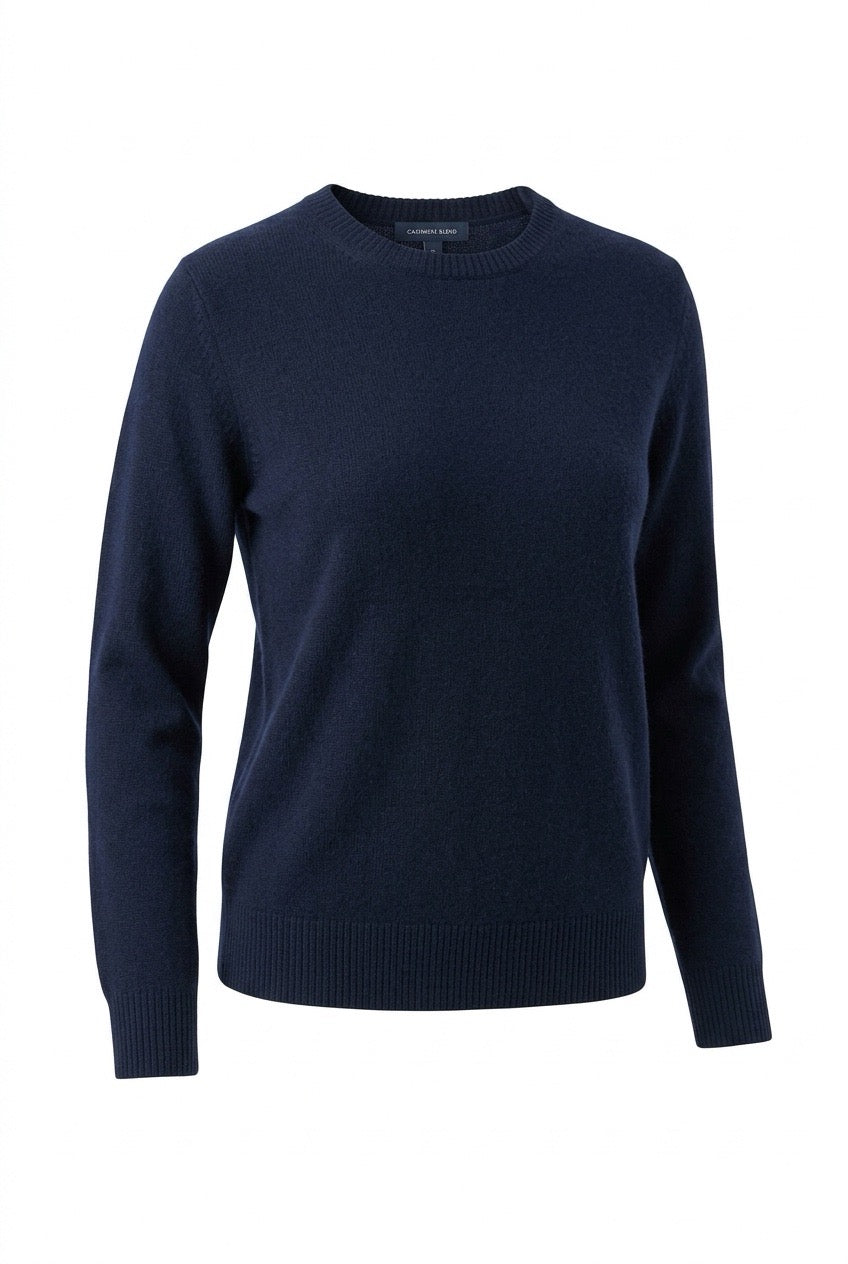 Henderson Cashmere genser med rund hals og ledig passform Blå