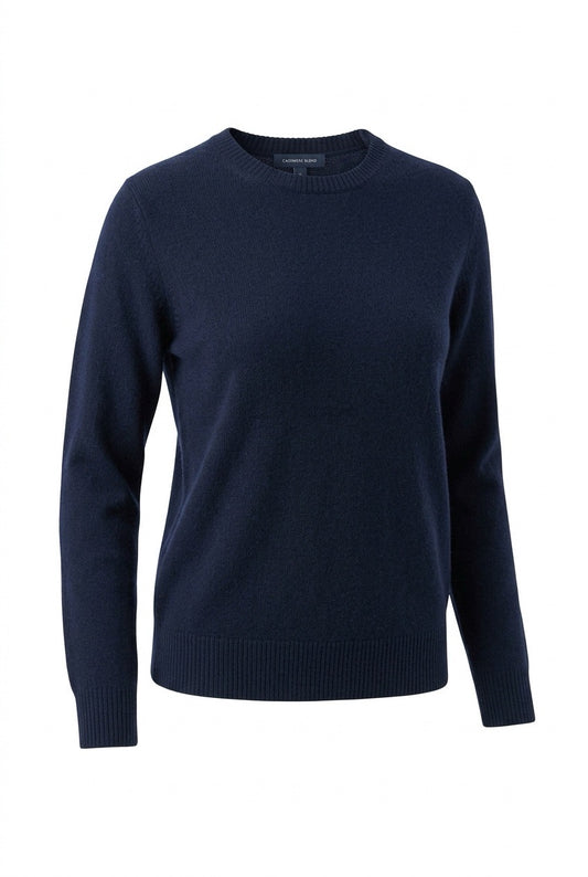 Henderson Cashmere genser med rund hals og ledig passform Blå