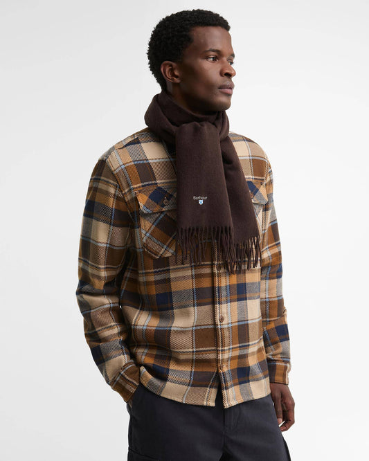 Barbour Ensfarget lammeullskjerf Brun