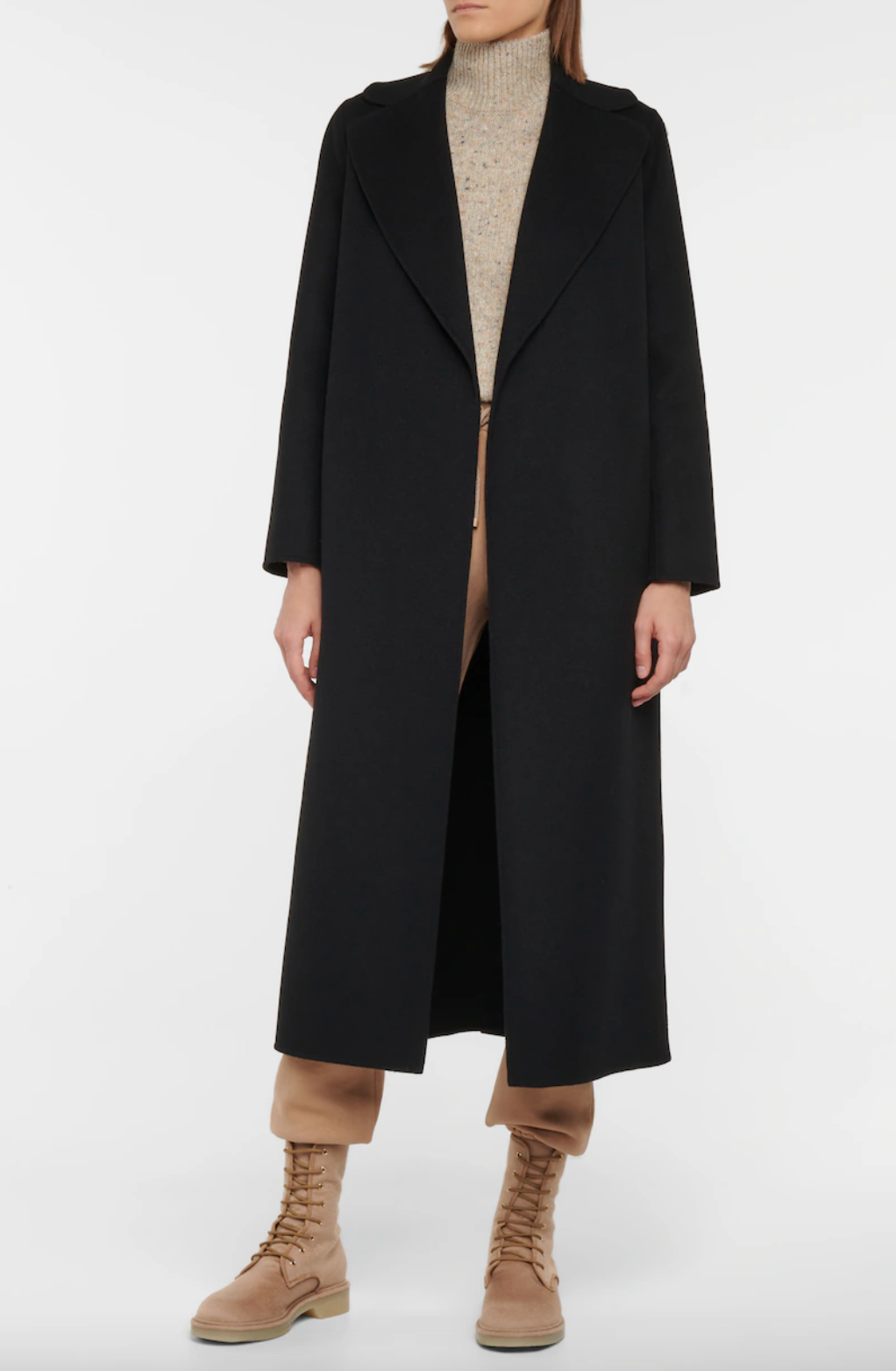 Max Mara Paola Kåpe i ull og kasjmir med belte Sort