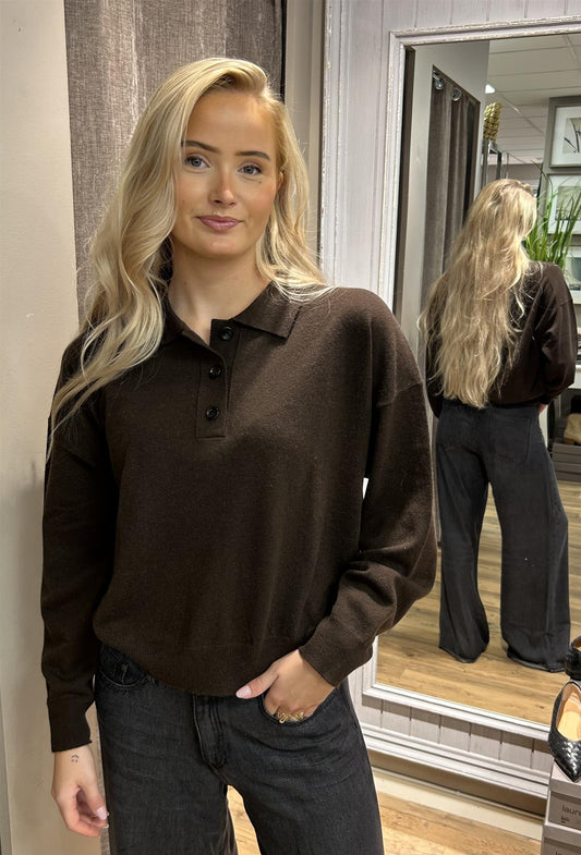 Allude klassisk genser med krage Mørkebrun - ZhosLaila