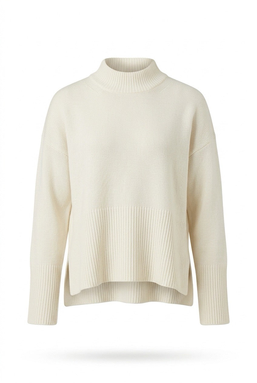 Genser med splitt off-white