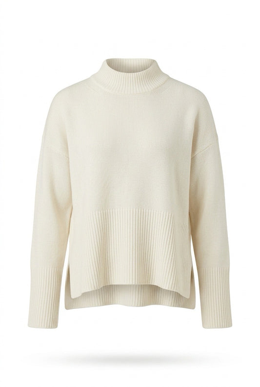 Genser med splitt off-white