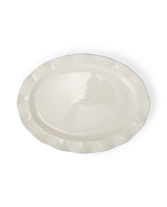 Lexington Home Bølget oval tallerken i steintøy Hvit/blå
