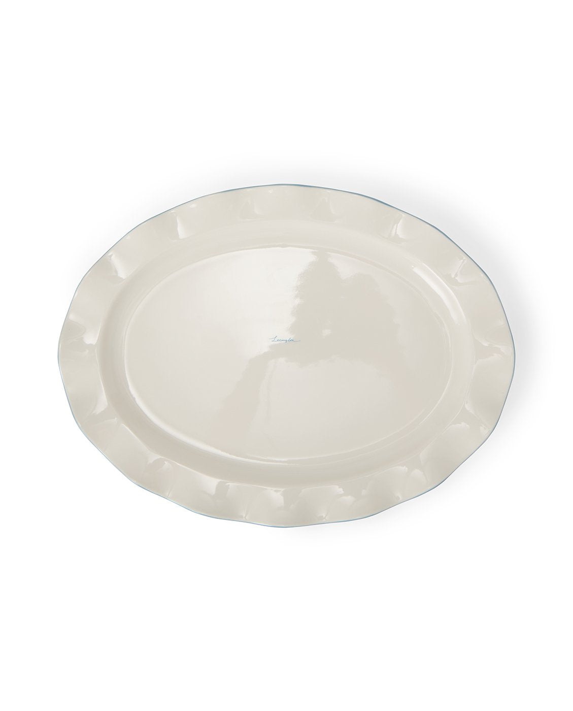 Lexington Home Bølget ovalt fat i steingods Hvit/blå