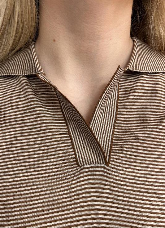 Pique t-shirt striper camel