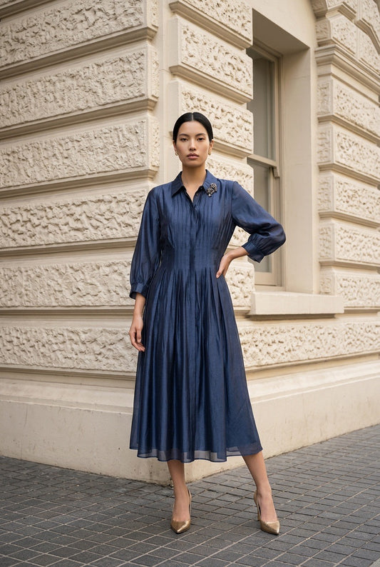 Max Mara Vetro skjortekjole Marine