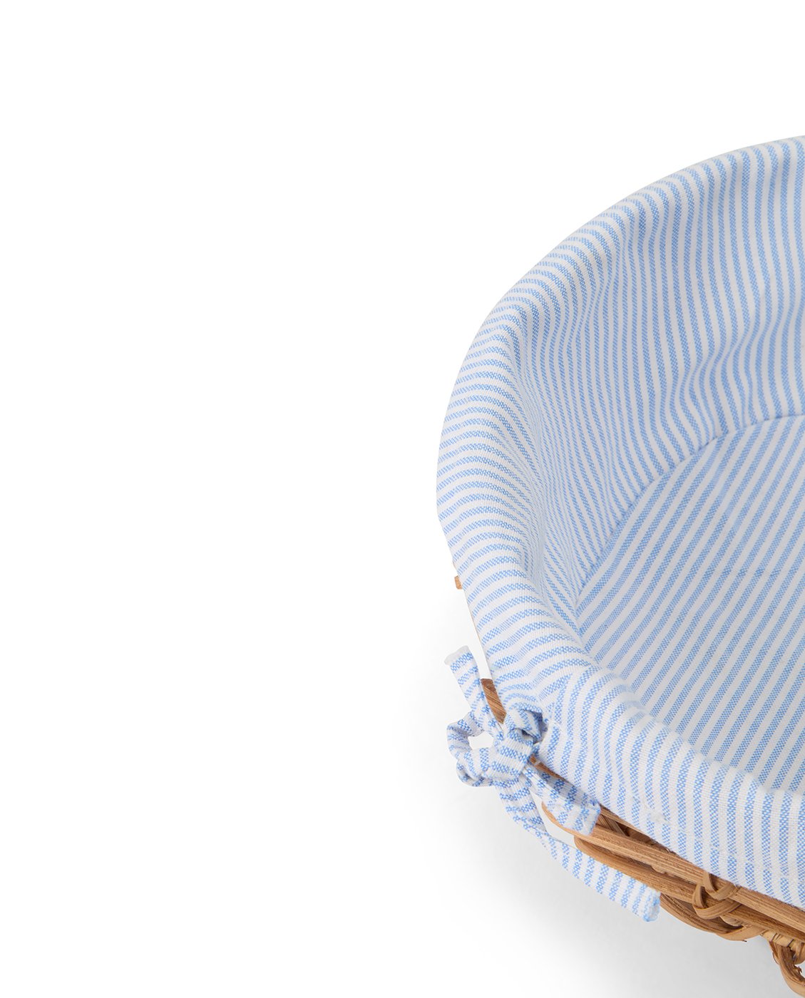 Lexington Home Bølgete rattankurv med fôr Blå/hvit