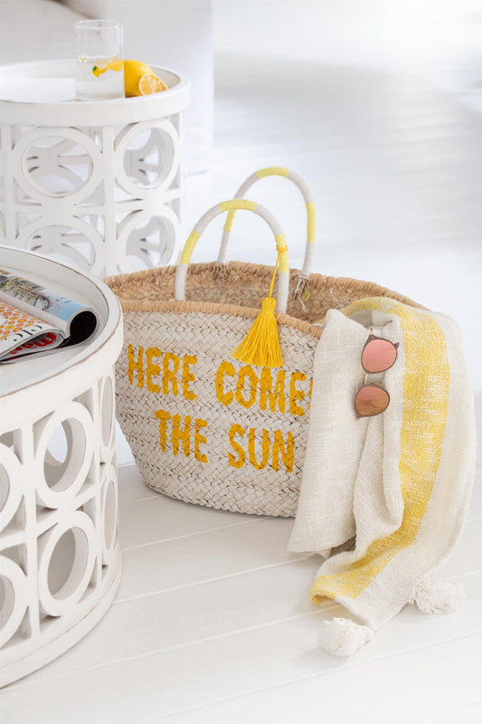 J-Line Strandveske Here Comes the Sun Beige