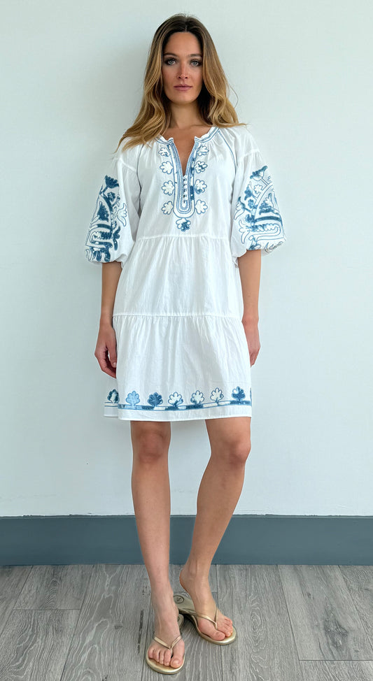 Rose & Rose Sypresskjole Hvit med Denim