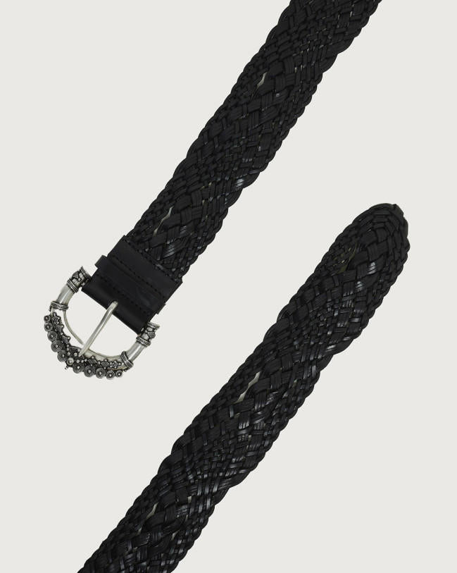 Orciani Micro Lines maskulin lærbelte 3,5 cm Sort