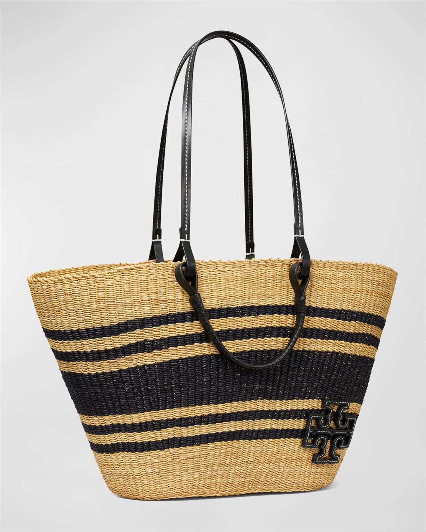 Tory Burch Ella Striped Straw Small Basket