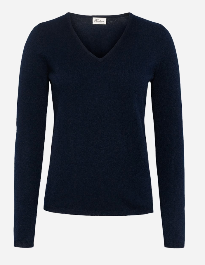 Henderson Cashmere Julia deep V Genser Mørkeblå