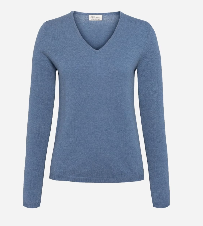 Henderson Cashmere Julia deep V Genser Lyseblå